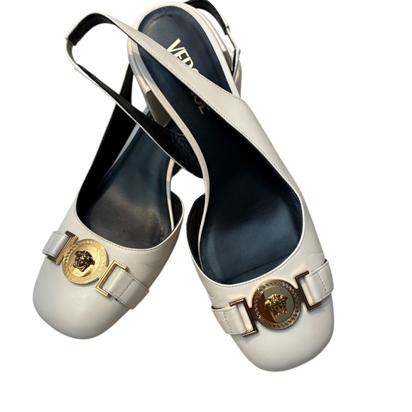 Versace Sling Back Vitello Metal Logo Heel - 38 (US 8) - Picture 6 of 6